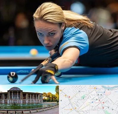 باشگاه بیلیارد بانوان در عفیف آباد شیراز