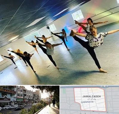 کلاس رقص گروهی در خیابان جمالزاده