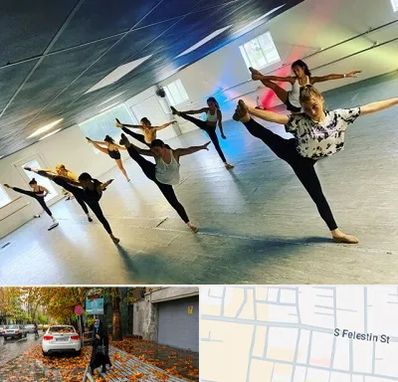 کلاس رقص گروهی در خیابان فلسطین