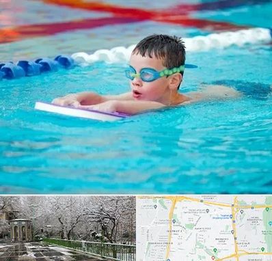 کلاس شنا برای کودکان در باغ فیض