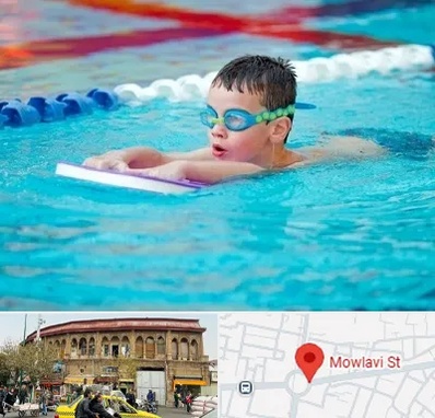 کلاس شنا برای کودکان در مولوی