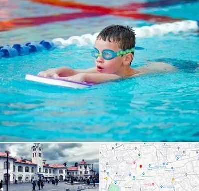 کلاس شنا برای کودکان در میدان شهرداری رشت