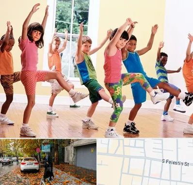 کلاس ایروبیک کودکان در خیابان فلسطین