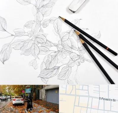 کلاس طراحی با مداد در خیابان فلسطین