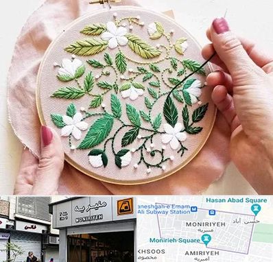 کلاس گلدوزی در منیریه 