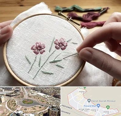 کلاس گلدوزی با دست در پرند