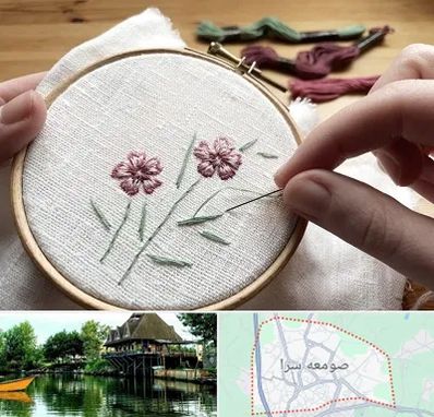 کلاس گلدوزی با دست در صومعه سرا