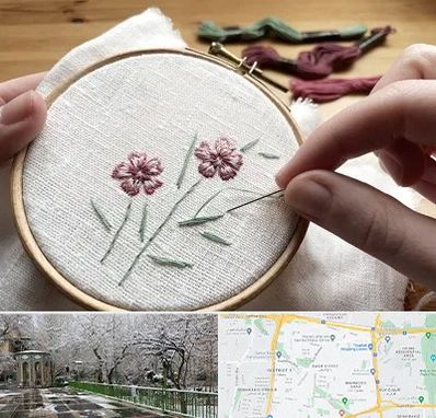 کلاس گلدوزی با دست در باغ فیض