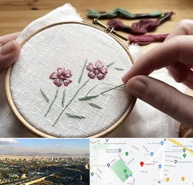 کلاس گلدوزی با دست در هنگام 