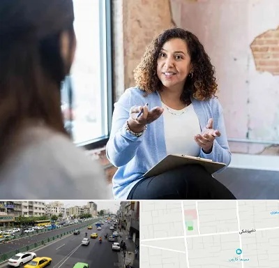 روانشناس خانم در خیابان دامپزشکی