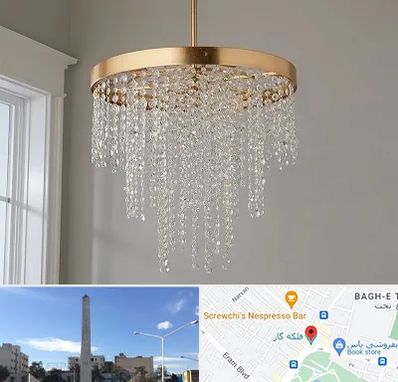 لوستر کریستالی در فلکه گاز شیراز