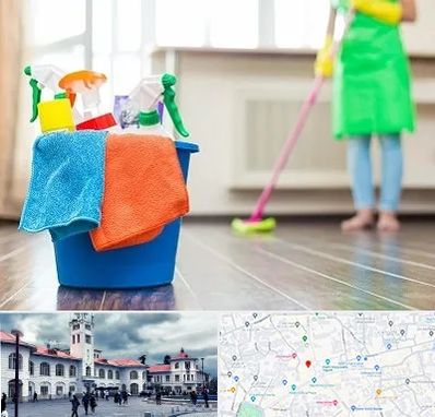 خدمات نظافت در میدان شهرداری رشت