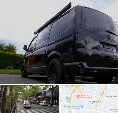 اجاره ون با راننده در ظفر 