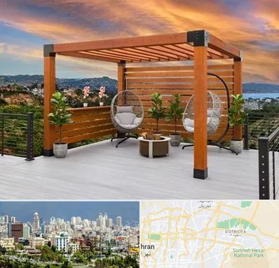 پرگولا چوبی در شرق تهران 