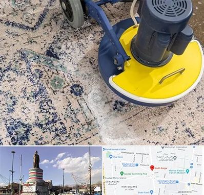 قالی شویی فرش دستباف در کارگر جنوبی 