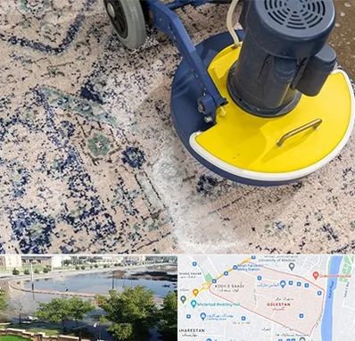 قالی شویی فرش دستباف در گلستان اهواز 