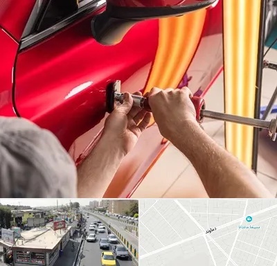 صافکاری با دستگاه مکش در خیابان دماوند