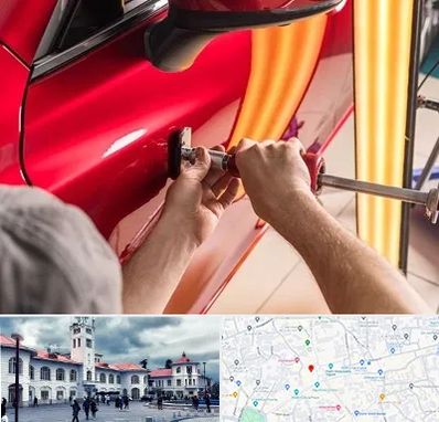 صافکاری با دستگاه مکش در میدان شهرداری رشت 