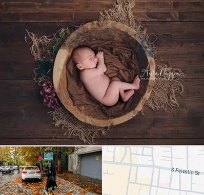 عکاسی نوزاد در خیابان فلسطین