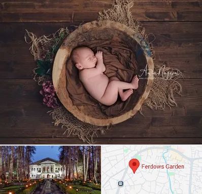 عکاسی نوزاد در باغ فردوس