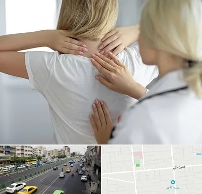 فیزیوتراپیست خانم در خیابان دامپزشکی