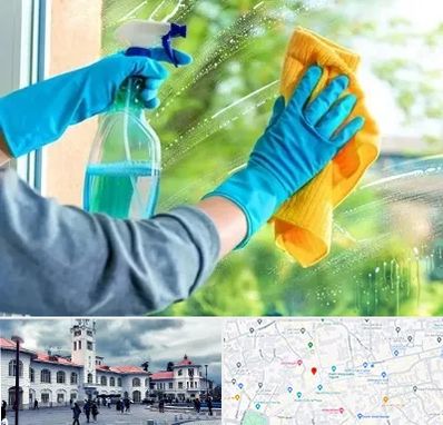 نظافتچی خانم در میدان شهرداری رشت 