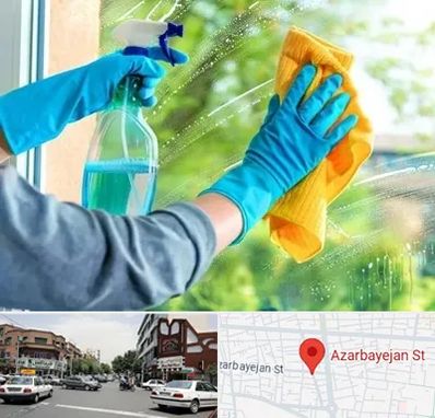 نظافتچی خانم در خیابان آذربایجان