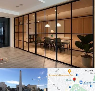پارتیشن شیشه ای در فلکه گاز شیراز 