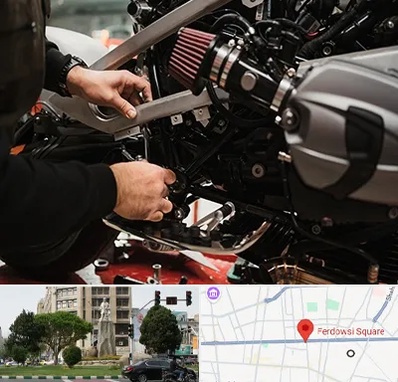 تعمیرگاه موتور سیکلت در میدان فردوسی تهران