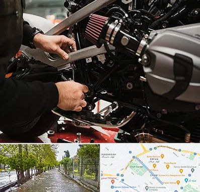 تعمیرگاه موتور سیکلت در خیابان ارم شیراز 