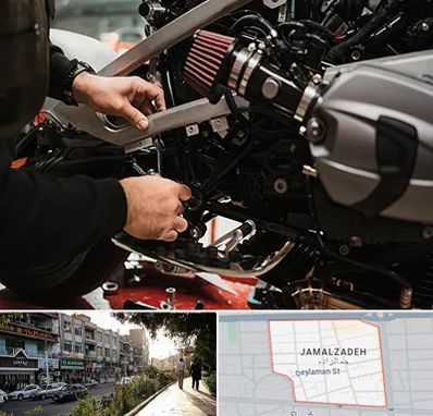 تعمیرگاه موتور سیکلت در خیابان جمالزاده