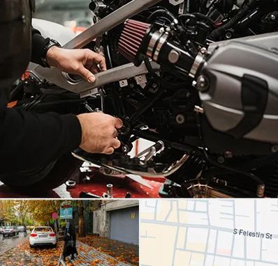 تعمیرگاه موتور سیکلت در خیابان فلسطین