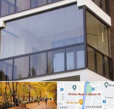 شیشه بالکنی در چهارباغ اصفهان 