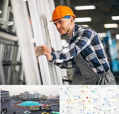 نصب توری پنجره در میدان انقلاب 