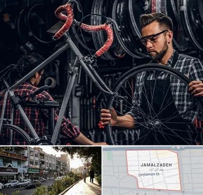تعمیرات دوچرخه در خیابان جمالزاده