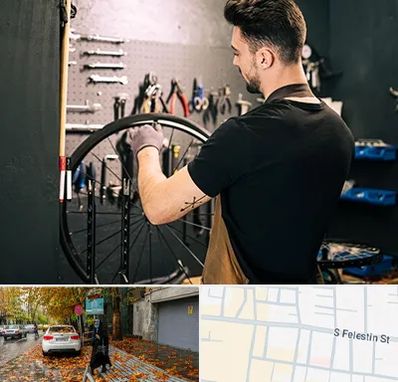 تعمیرکار دوچرخه در خیابان فلسطین