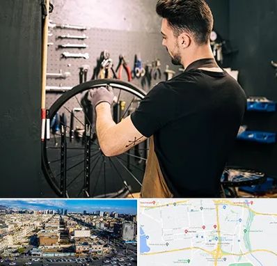 تعمیرکار دوچرخه در شهرک راه آهن 