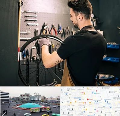 تعمیرکار دوچرخه در میدان انقلاب 