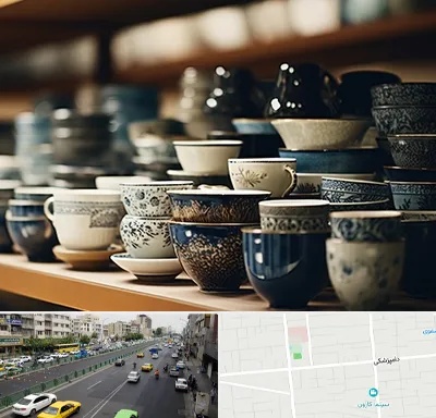 فروش ظروف چینی در خیابان دامپزشکی