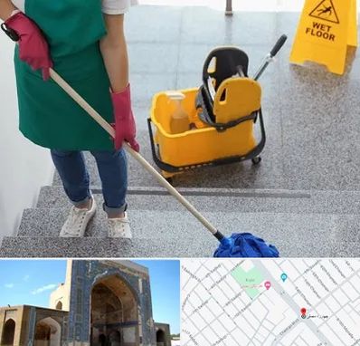 نظافت راه پله در مصلی مشهد