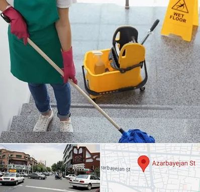 نظافت راه پله در خیابان آذربایجان