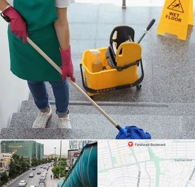 نظافت راه پله در بلوار فرحزادی