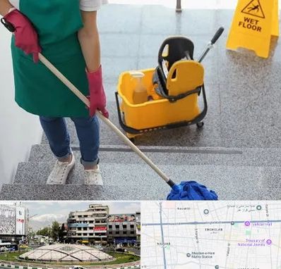 نظافت راه پله در مرکز تهران