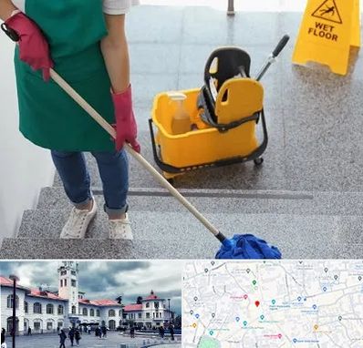 نظافت راه پله در میدان شهرداری رشت