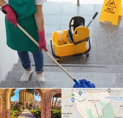 نظافت راه پله در شهر ری