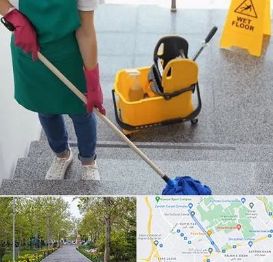 نظافت راه پله در قدوسی غربی شیراز