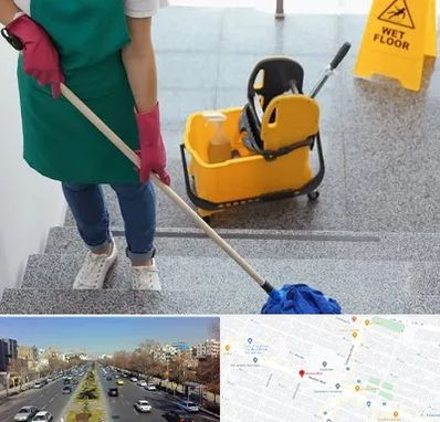 نظافت راه پله در بلوار معلم مشهد