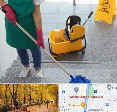 نظافت راه پله در چهارباغ اصفهان