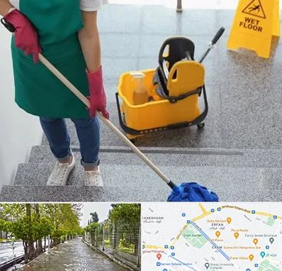 نظافت راه پله در خیابان ارم شیراز