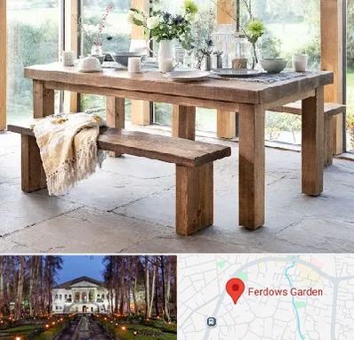 فروش میز چوبی در باغ فردوس